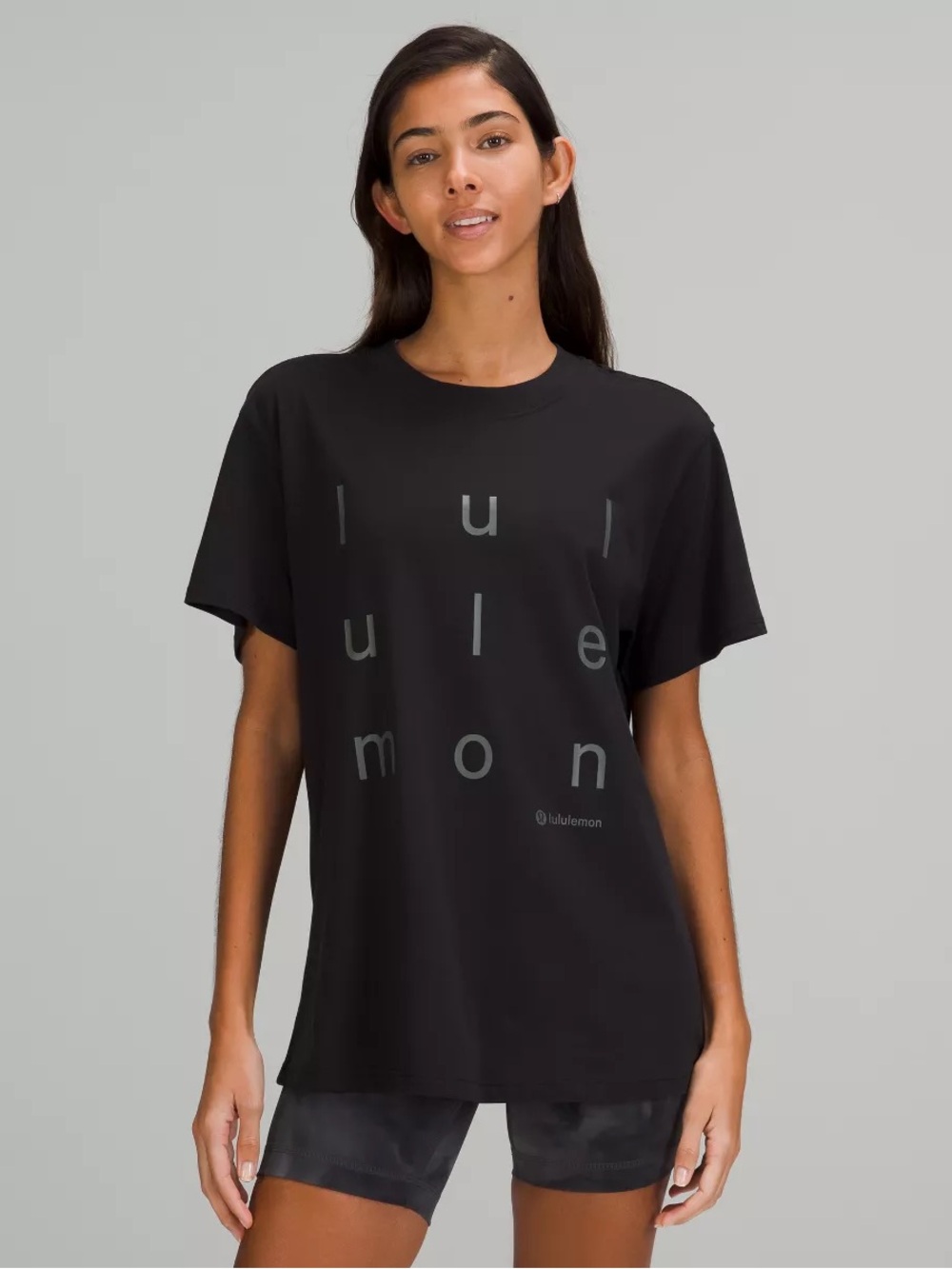 lululemon All Yours Cotton T-Shirt *Motif Short Sleeve Tee in Black BLK size 10